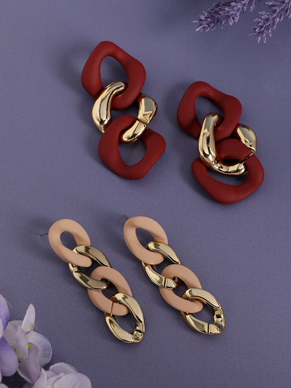 Pack Of Gold-Plated Drop Earrings