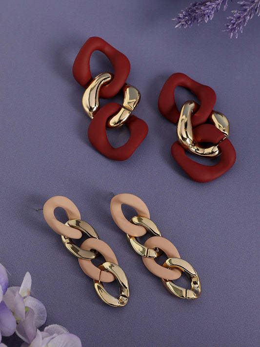 Pack Of Gold-Plated Drop Earrings