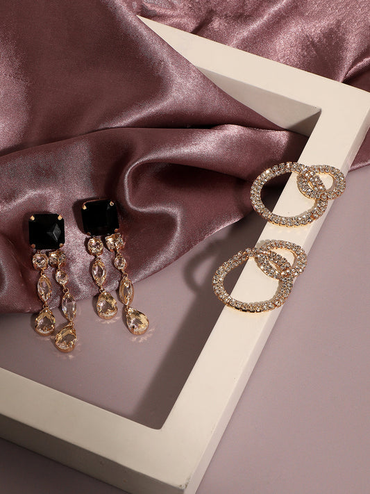 Pack Of Gold-Plated Drop Earrings