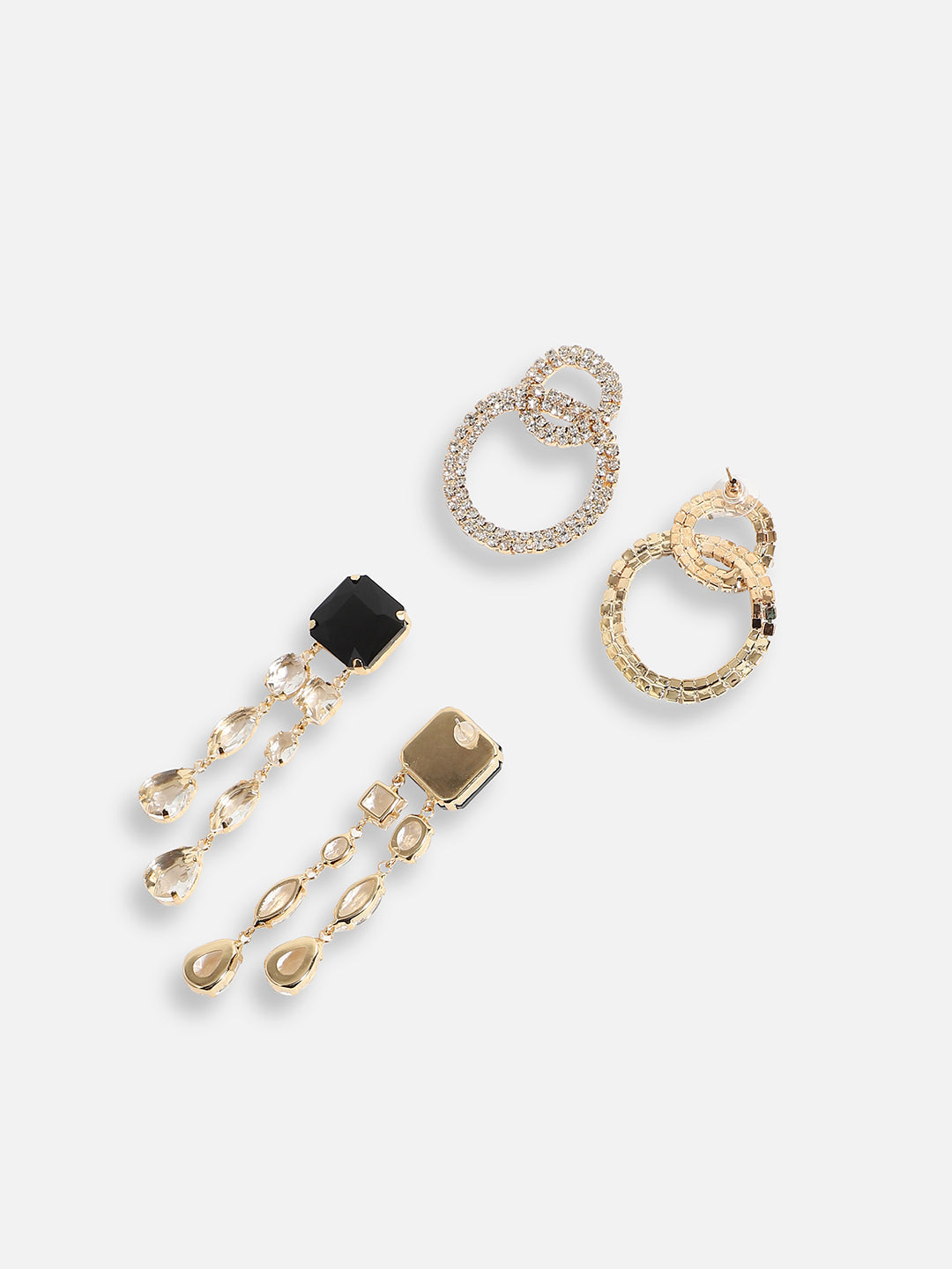 Pack Of Gold-Plated Drop Earrings