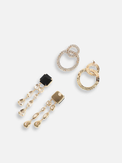Pack Of Gold-Plated Drop Earrings