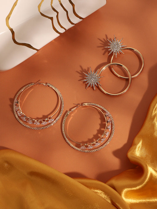 Pack Of Gold-Plated Hoop Earrings