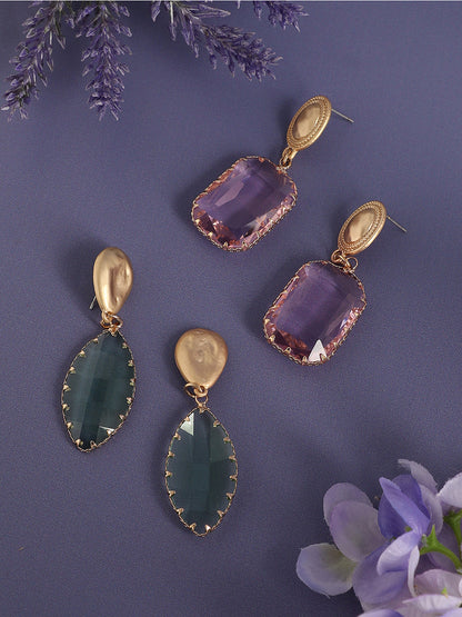 Pack Of Gold-Plated Drop Earrings