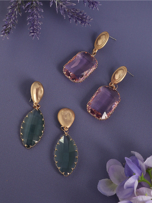 Pack Of Gold-Plated Drop Earrings