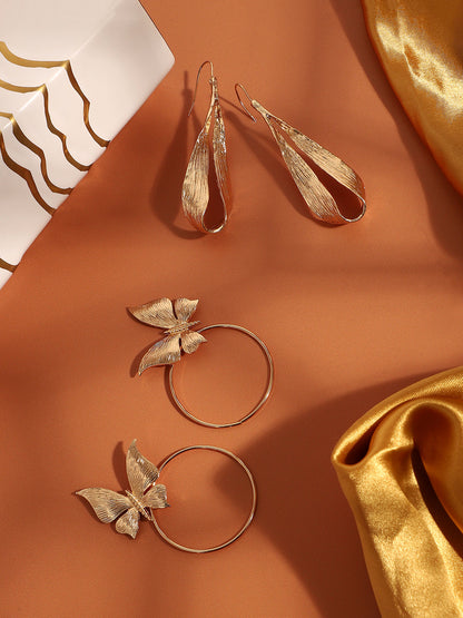 Pack Of Gold-Plated Drop Earrings
