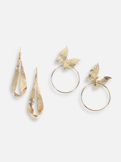 Pack Of Gold-Plated Drop Earrings
