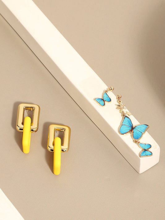 Pack Of Gold-Plated Drop & Stud Earrings