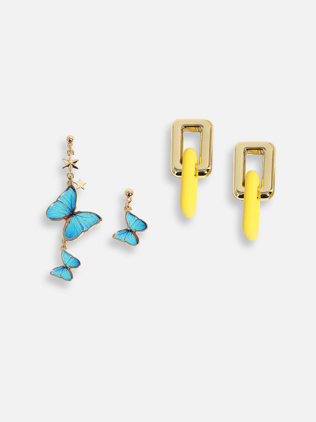 Pack Of Gold-Plated Drop & Stud Earrings 
