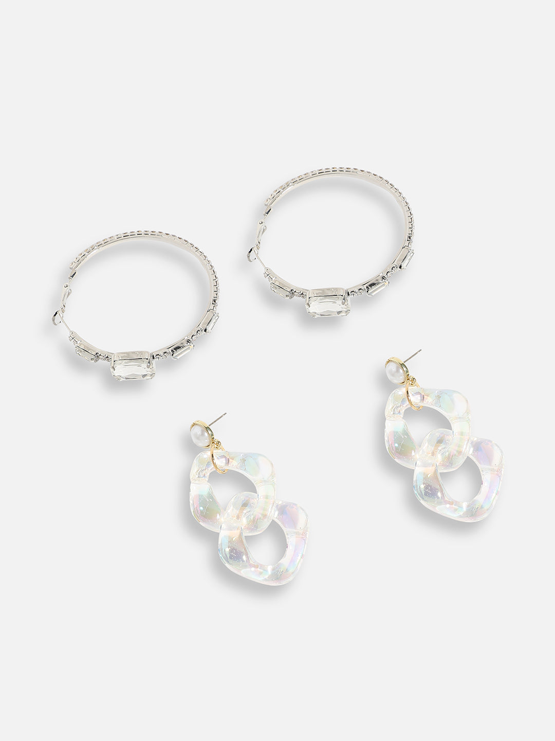 Pack Of Gold-Plated & Silver-Plated Drop & Hoop Earrings 
