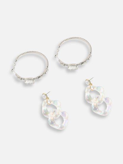Pack Of Gold-Plated & Silver-Plated Drop & Hoop Earrings 