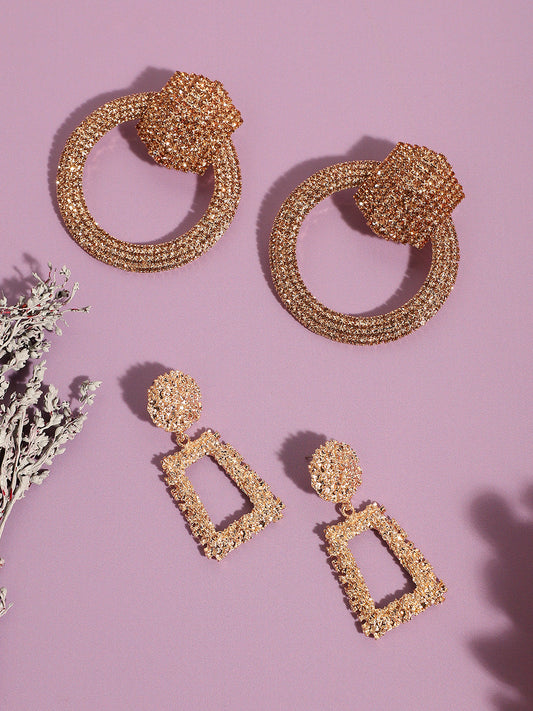Pack Of Gold-Plated Drop Earrings