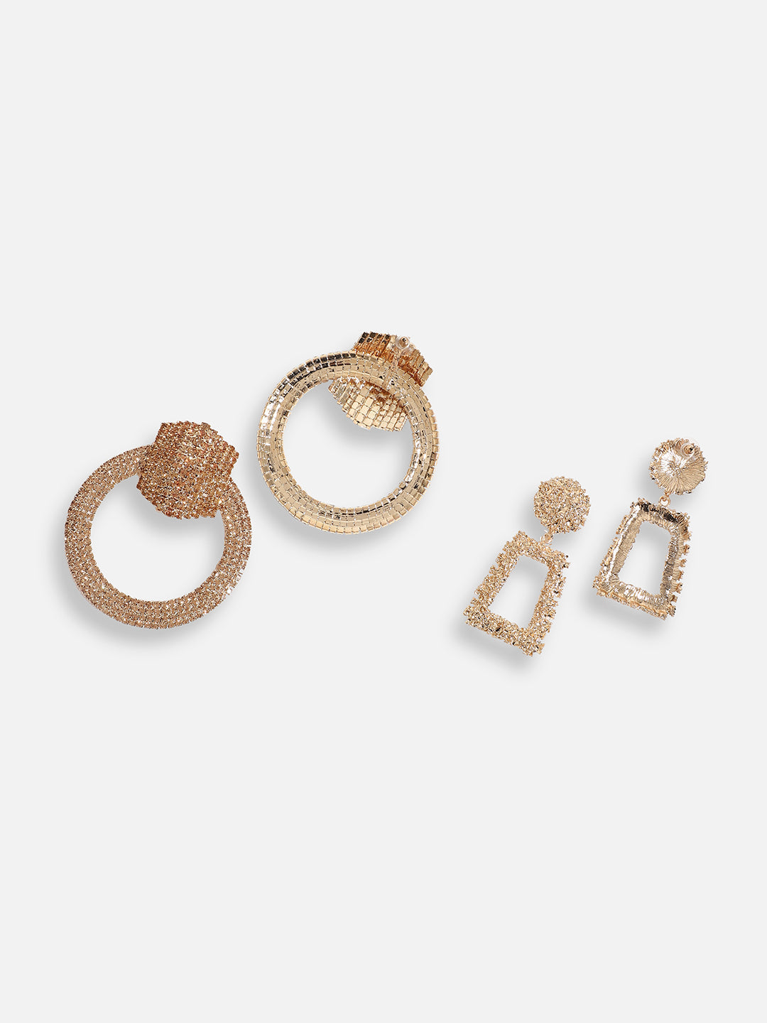 Pack Of Gold-Plated Drop Earrings