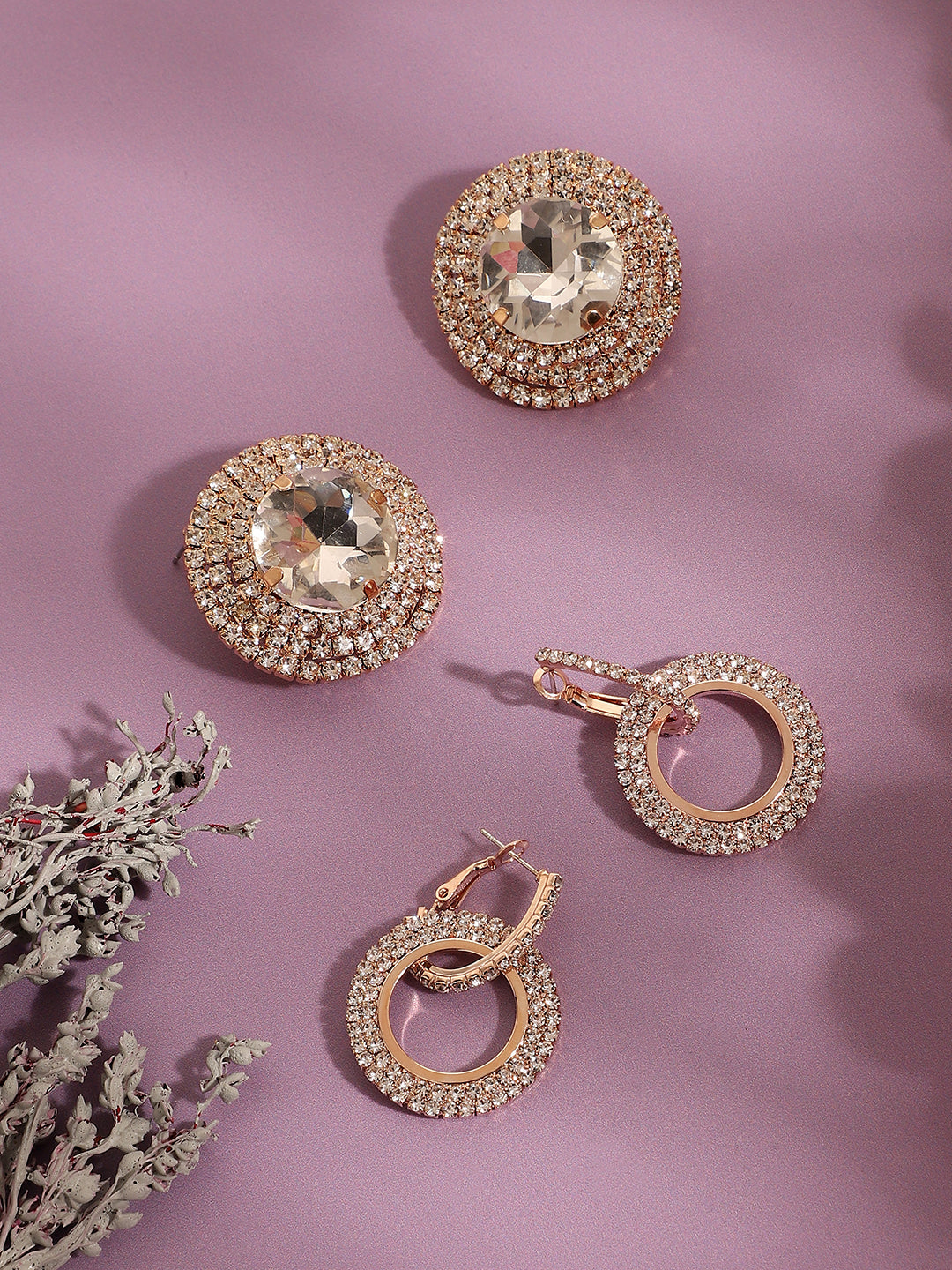Pack Of Gold-Plated Drop & Stud Earrings
