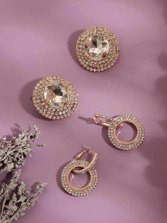 Pack Of Gold-Plated Drop & Stud Earrings