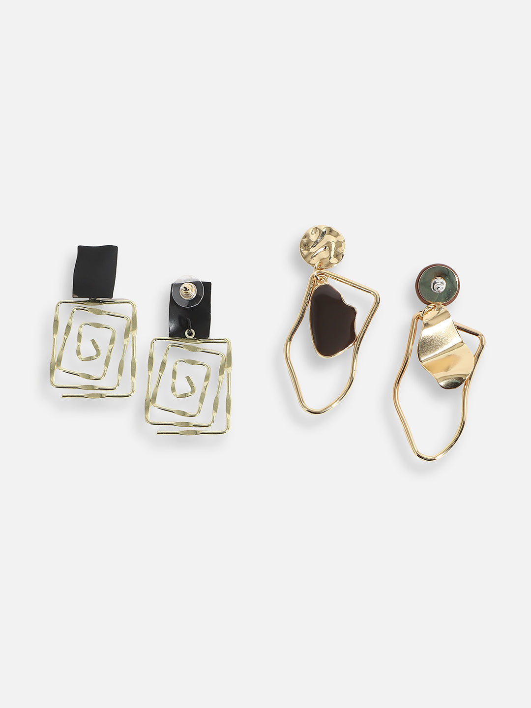 Pack Of Gold-Plated Drop Earrings