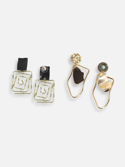 Pack Of Gold-Plated Drop Earrings