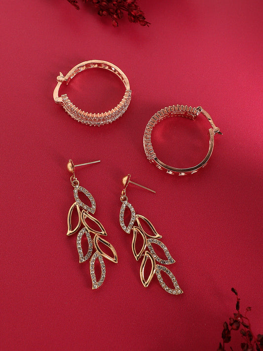 Pack Of Gold-Plated Drop & Stud Earrings