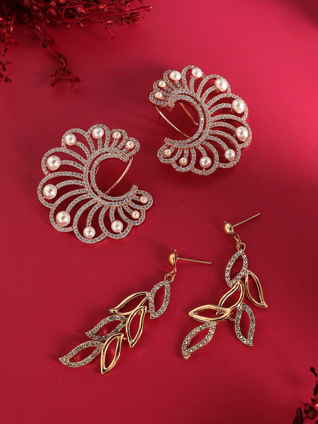 Pack Of Gold-Plated Drop Earrings