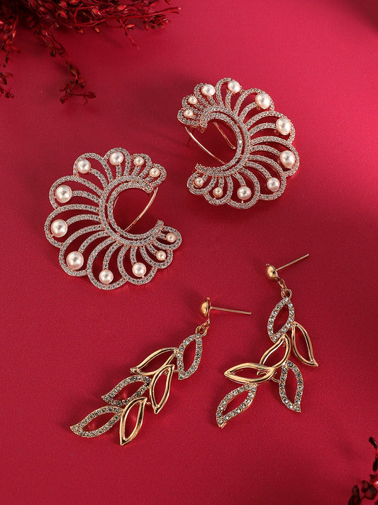 Pack Of Gold-Plated Drop Earrings