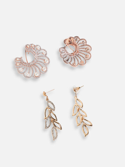Pack Of Gold-Plated Drop Earrings