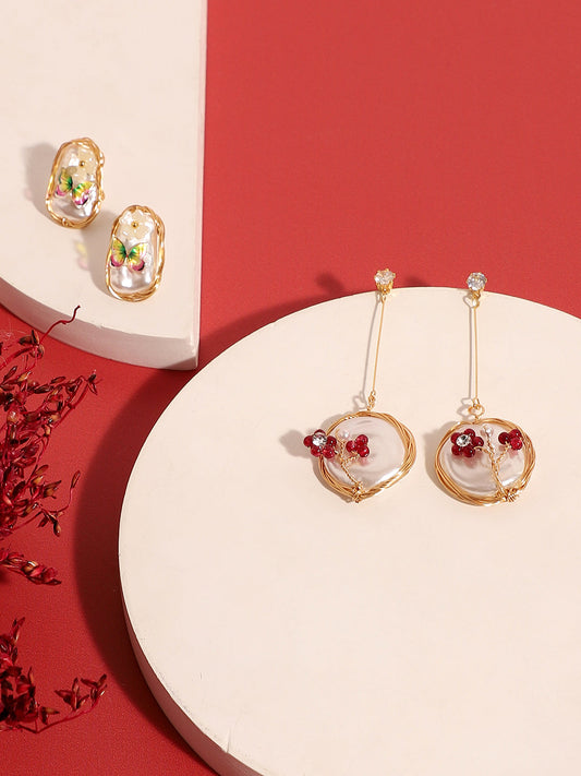 Pack Of Gold-Plated Drop & Stud Earrings