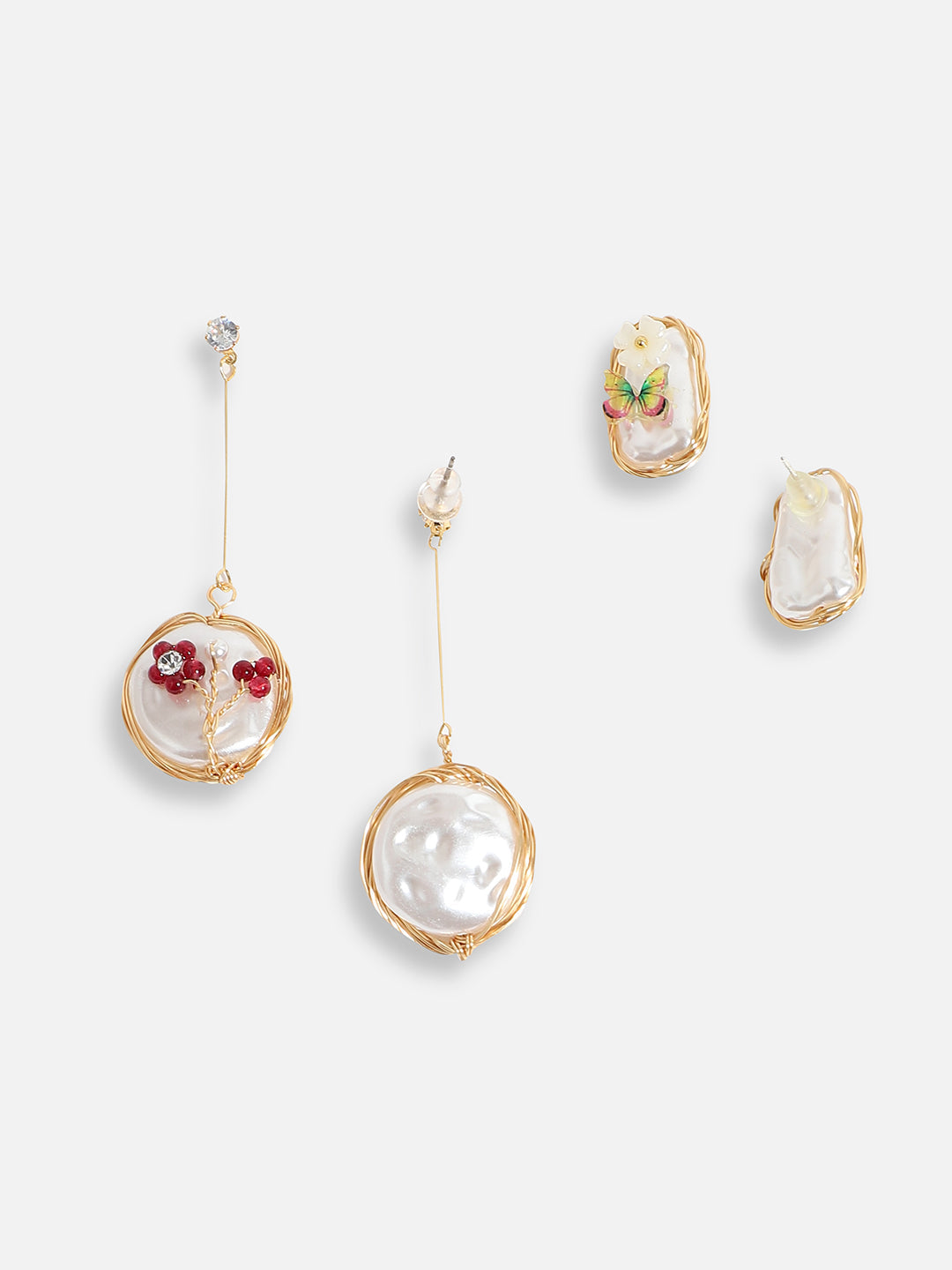Pack Of Gold-Plated Drop & Stud Earrings