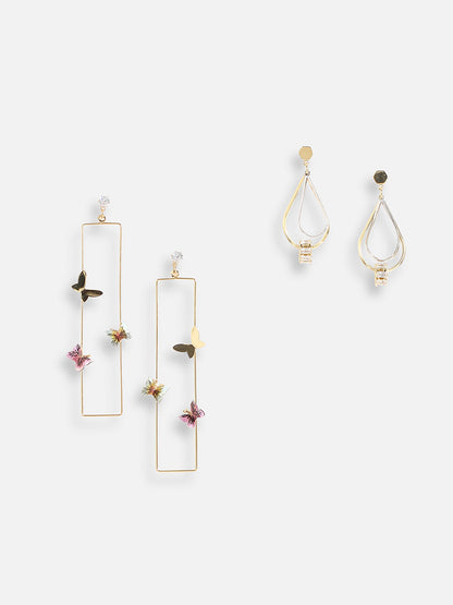 Pack Of Gold-Plated Drop Earrings