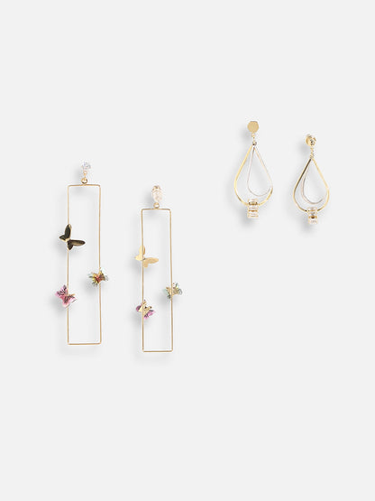 Pack Of Gold-Plated Drop Earrings 