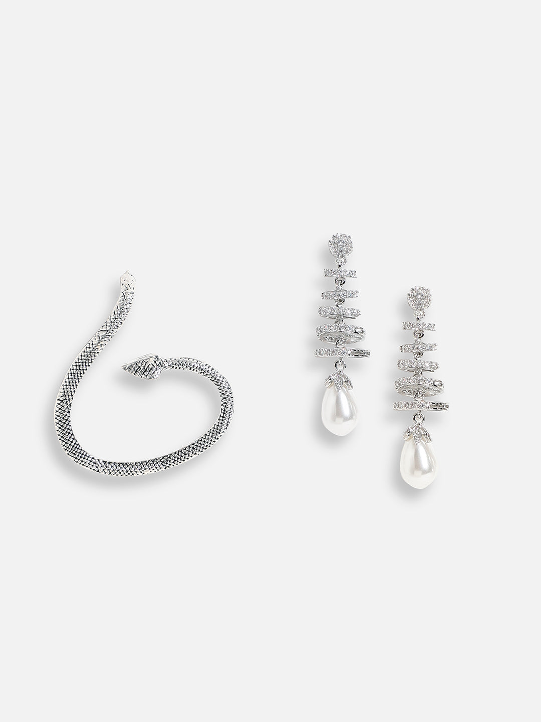 Pack Of Silver-Plated Drop & Ear Cuff 