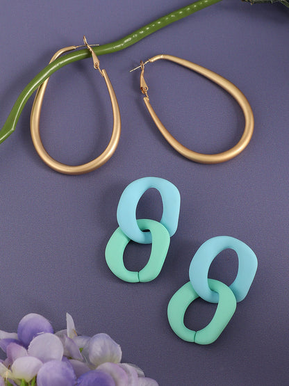Pack Of Gold-Plated Drop & Hoop Earrings