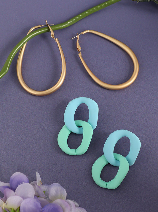 Pack Of Gold-Plated Drop & Hoop Earrings