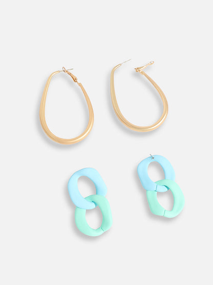Pack Of Gold-Plated Drop & Hoop Earrings