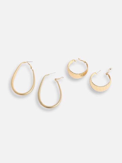 Pack Of Gold-Plated Hoop Earrings