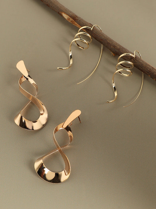 Pack Of Gold-Plated Drop Earrings
