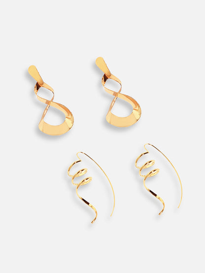 Pack Of Gold-Plated Drop Earrings 