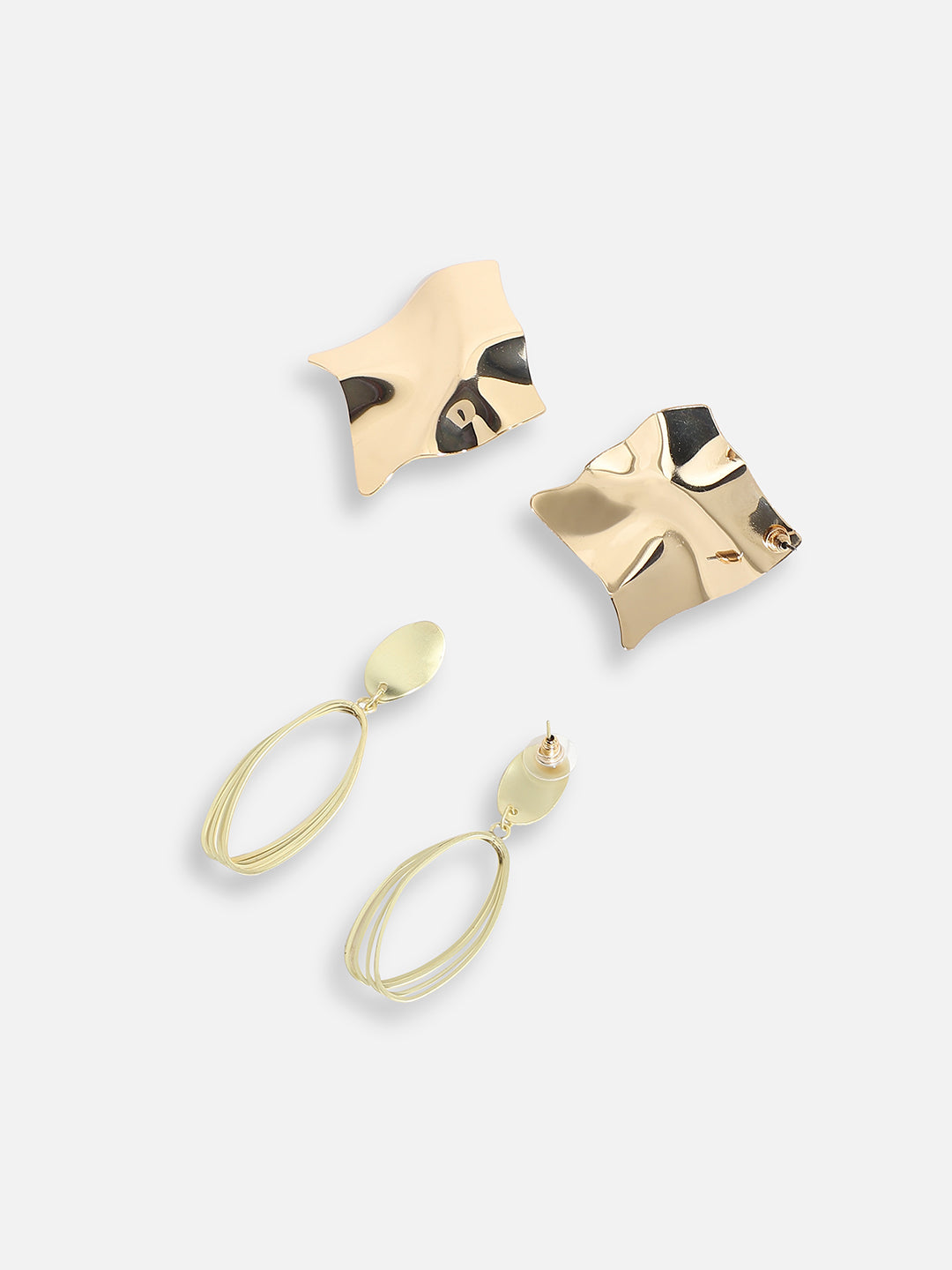 Pack Of Gold-Plated Drop & Stud Earrings