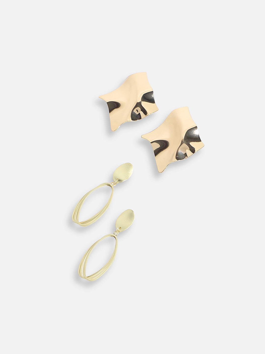 Pack Of Gold-Plated Drop & Stud Earrings 