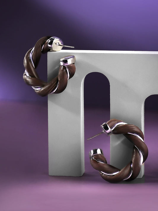 SILVER PLATED PARTY DESIGNER STONE HOOP EARRING FOR WOMEN