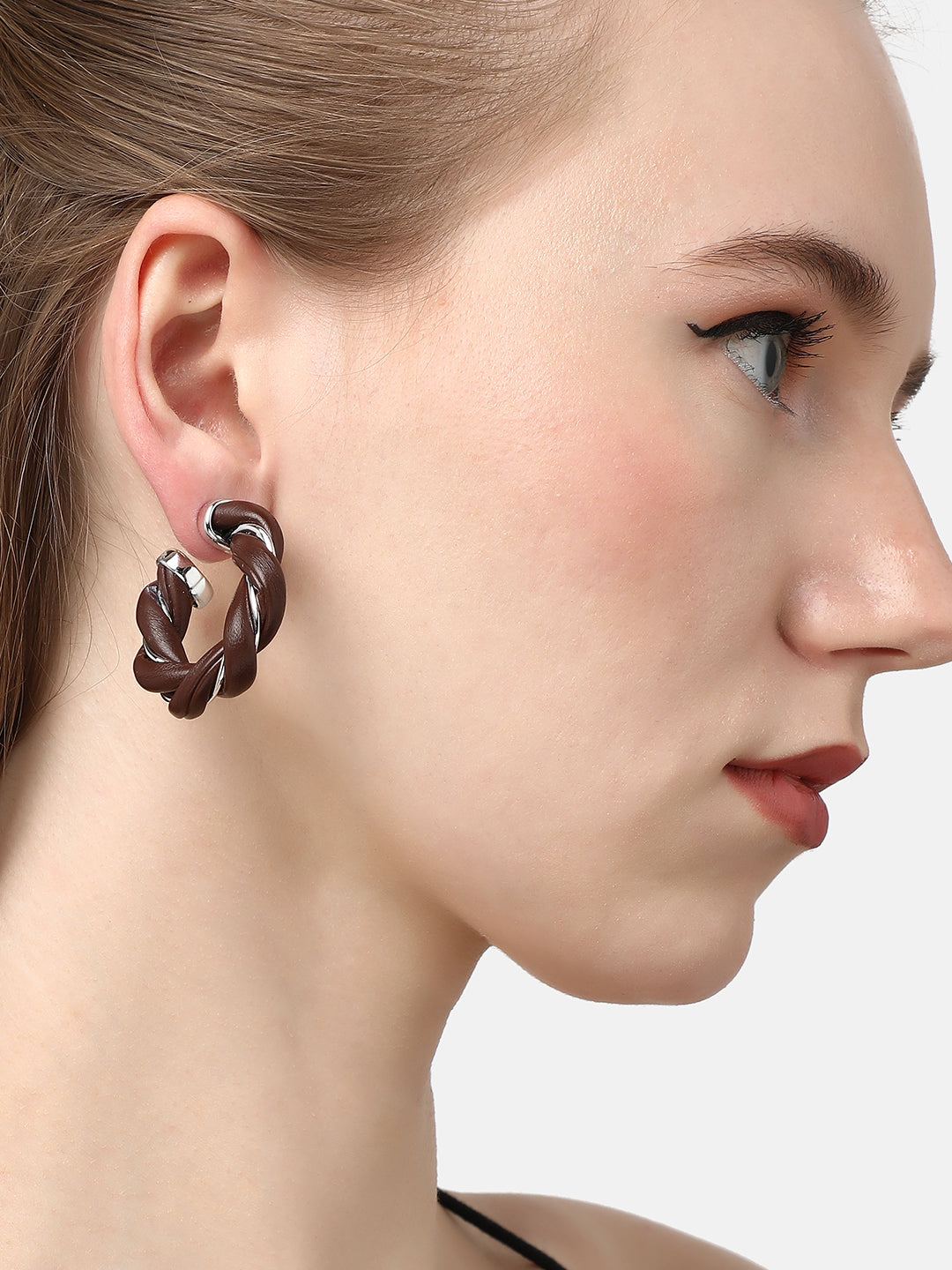 SILVER PLATED PARTY DESIGNER STONE HOOP EARRING FOR WOMEN