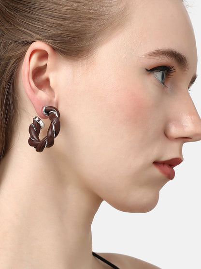 SILVER PLATED PARTY DESIGNER STONE HOOP EARRING FOR WOMEN
