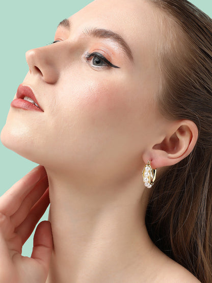 GOLD PLATED PARTY DESIGNER STONE STUD FOR WOMEN