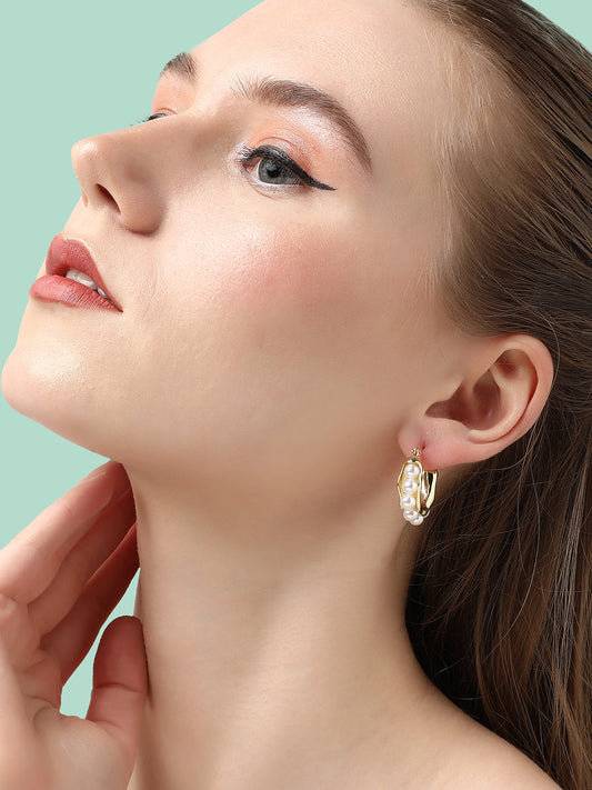 GOLD PLATED PARTY DESIGNER STONE STUD FOR WOMEN