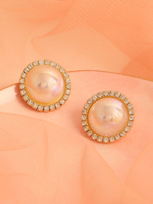 GOLD PLATED PARTY PEARLS STUD FOR WOMEN