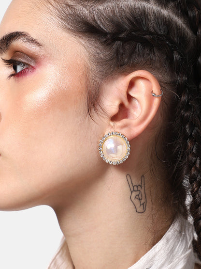 GOLD PLATED PARTY PEARLS STUD FOR WOMEN