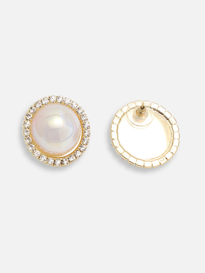 GOLD PLATED PARTY PEARLS STUD FOR WOMEN