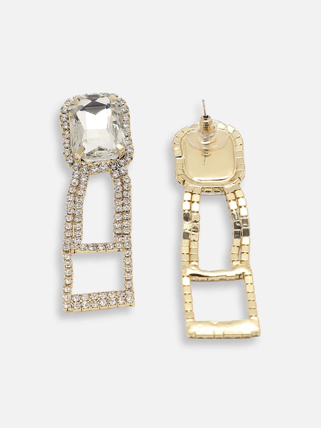 GOLD PLATED PARTY DESIGNER STONE DROP EARRING FOR WOMEN