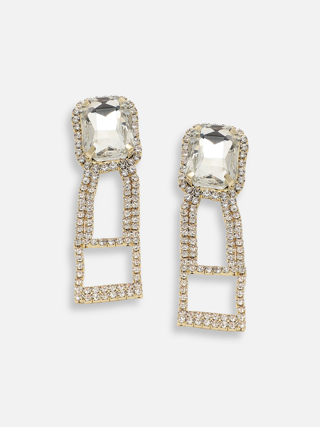 GOLD PLATED PARTY DESIGNER STONE DROP EARRING FOR WOMEN