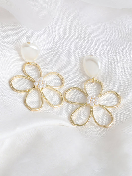 GOLD PLATED PARTY DESIGNER STONE DROP EARRING FOR WOMEN