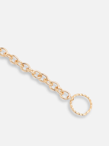 GOLD PLATED CASUAL PEARLS LINK BRACELET FOR WOMEN