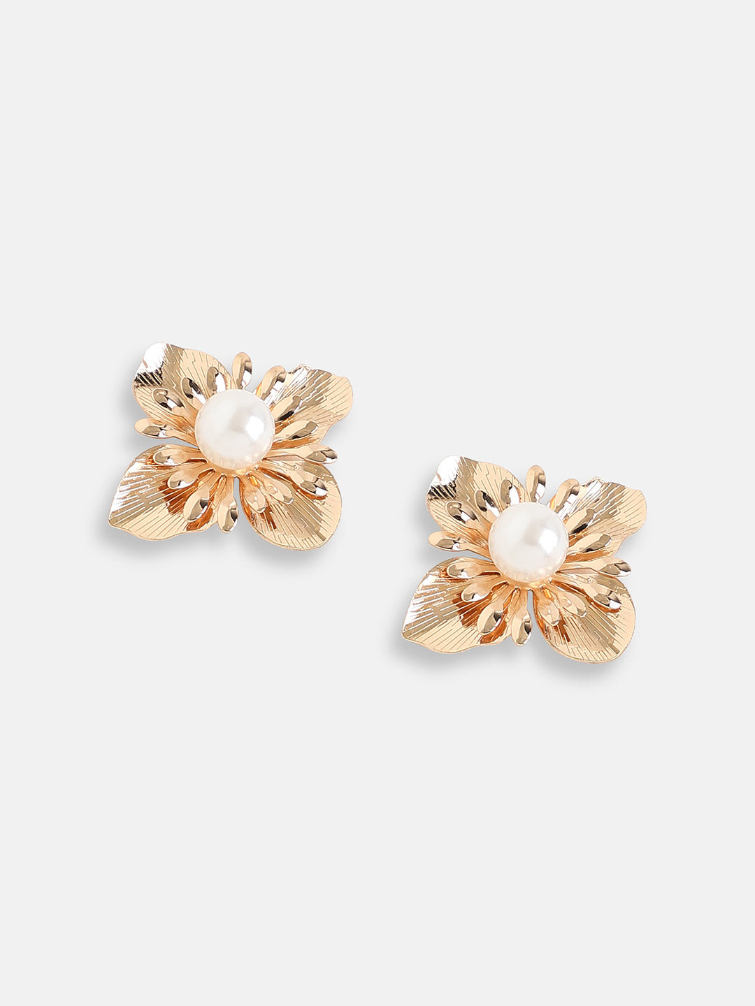 GOLD PLATED PARTY PEARLS STUD FOR WOMEN